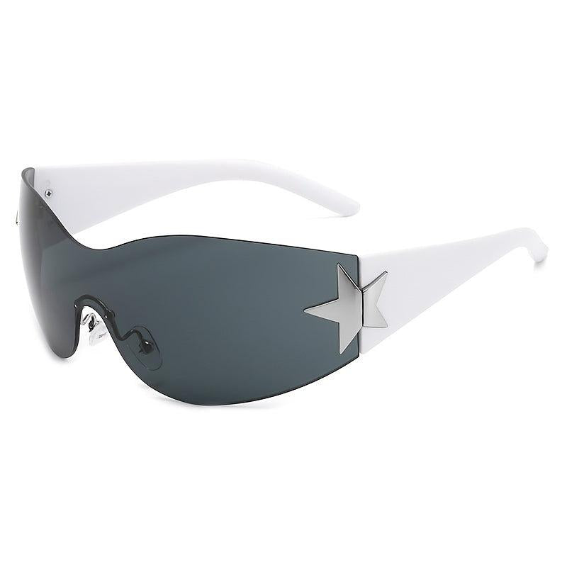 Rimless Y2K Sunglasses Wrap Around Stars Eyeglasses