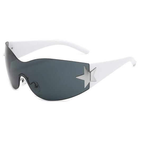 Rimless Y2K Sunglasses Wrap Around Stars Eyeglasses