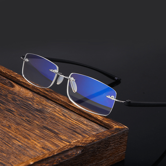 Anti Light Reading Glasses Rimless Metal Glasses Fatigue Relief Reading Glasses