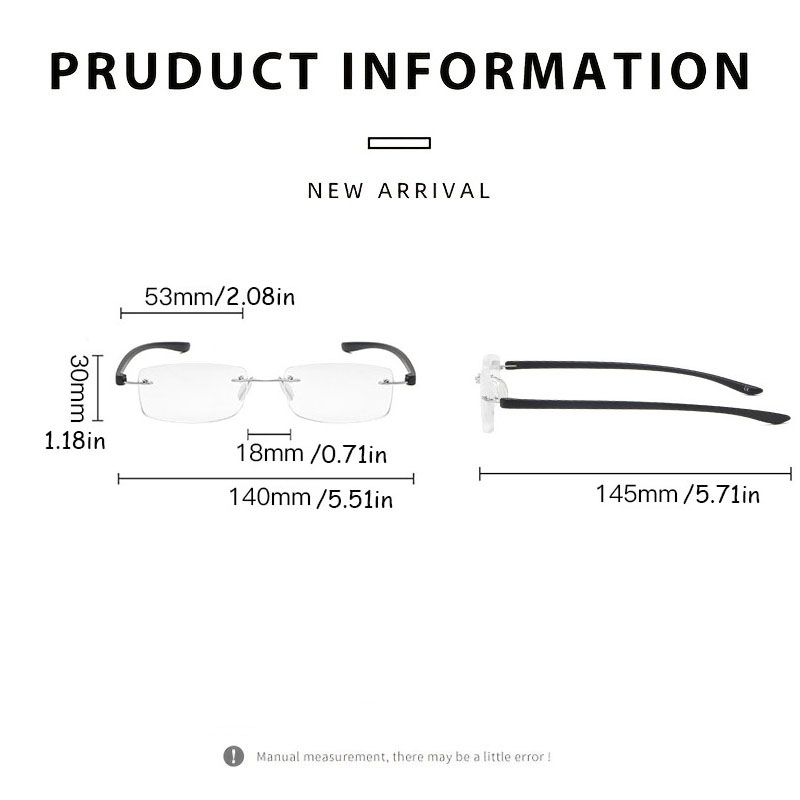 Anti Light Reading Glasses Rimless Metal Glasses Fatigue Relief Reading Glasses