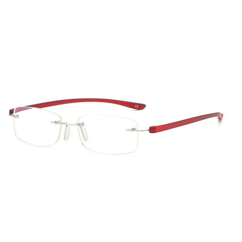 Anti Light Reading Glasses Rimless Metal Glasses Fatigue Relief Reading Glasses