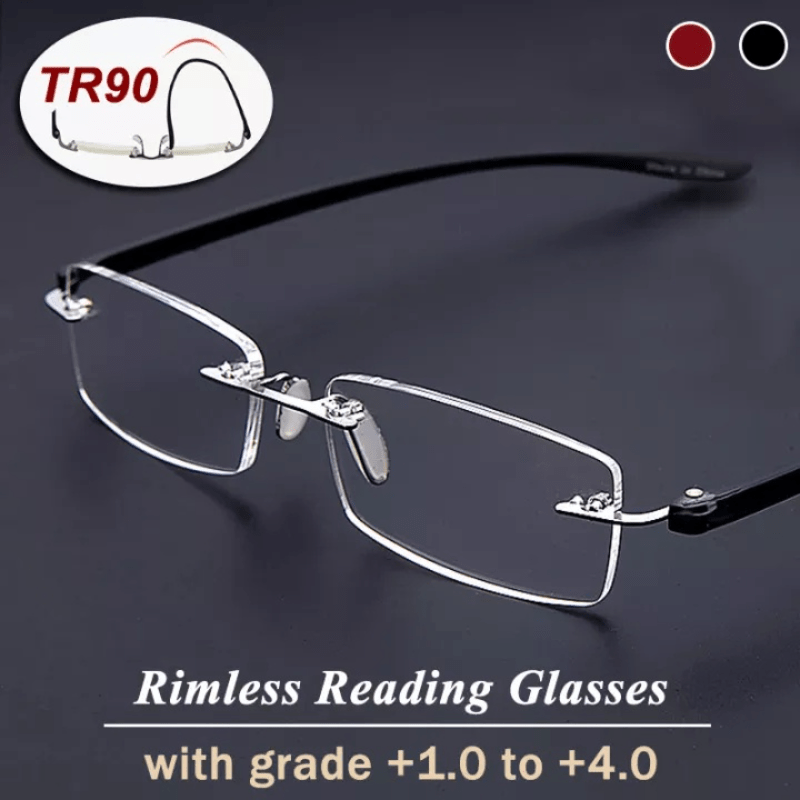 Anti Light Reading Glasses Rimless Metal Glasses Fatigue Relief Reading Glasses