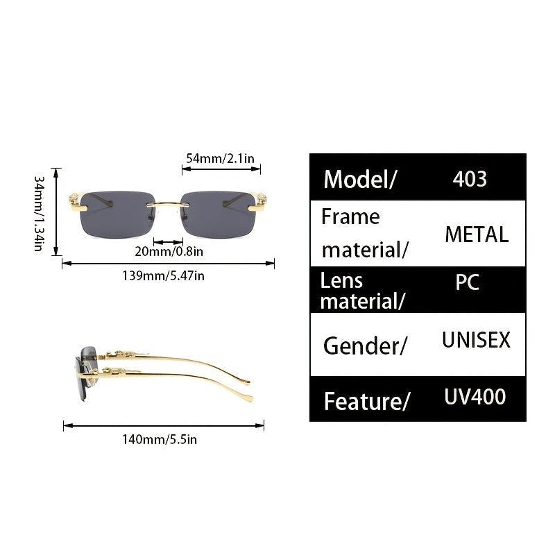 Vintage Rimless Women Sunglasses Leopard Shades Eyewear UV400 Sun Glasses