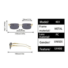 Vintage Rimless Women Sunglasses Leopard Shades Eyewear UV400 Sun Glasses