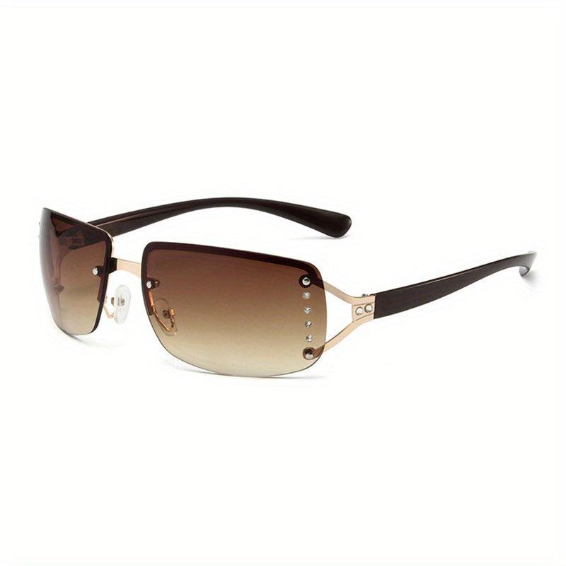 Y2K Rimless Rhinestone Gradient Sunglasses UV400