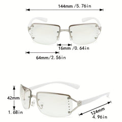 Y2K Rimless Rhinestone Gradient Sunglasses UV400