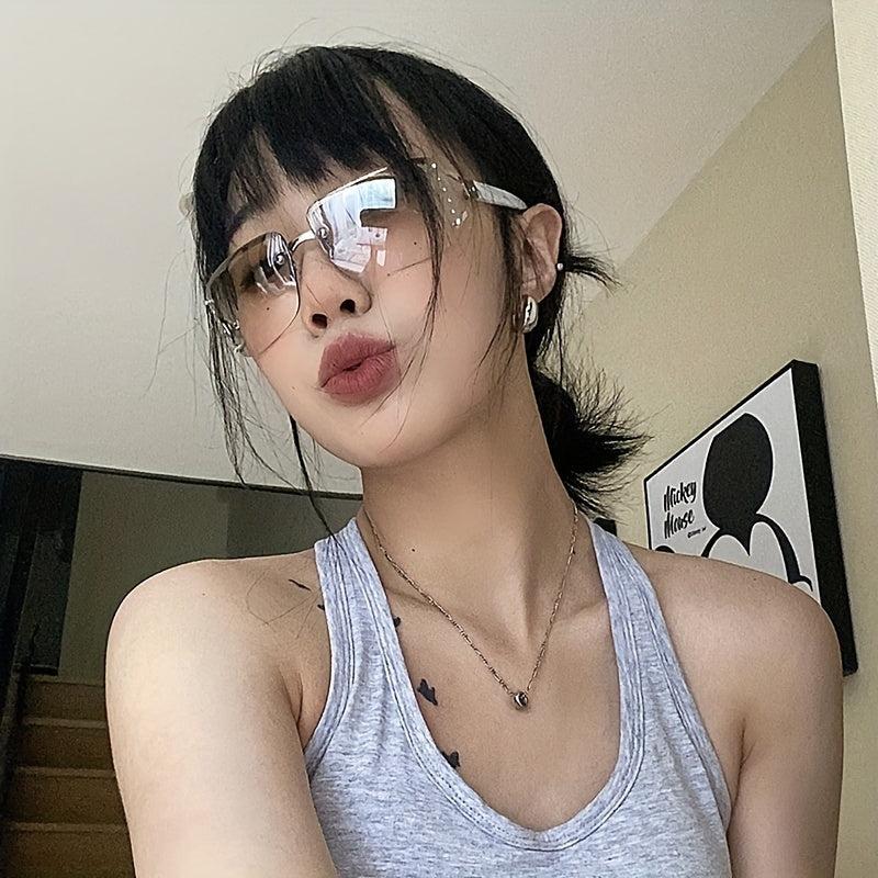 Y2K Rimless Rhinestone Gradient Sunglasses UV400