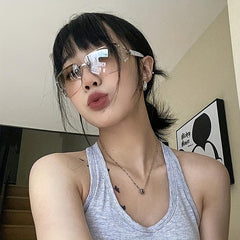 Y2K Rimless Rhinestone Gradient Sunglasses UV400