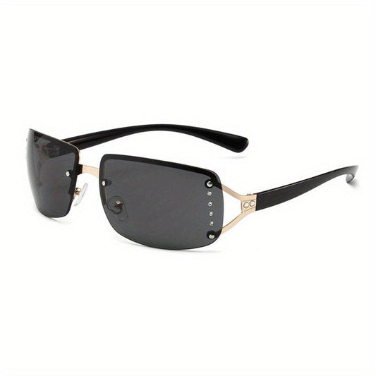 Y2K Rimless Rhinestone Gradient Sunglasses UV400