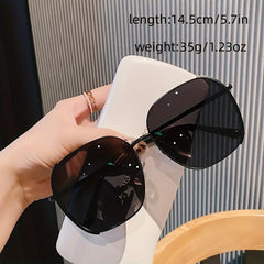 Oversized Cat Eye Sunglasses Metal Square Frame Beach Eyewear UV400