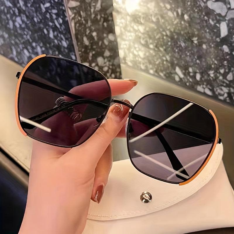 Oversized Cat Eye Sunglasses Metal Square Frame Beach Eyewear UV400