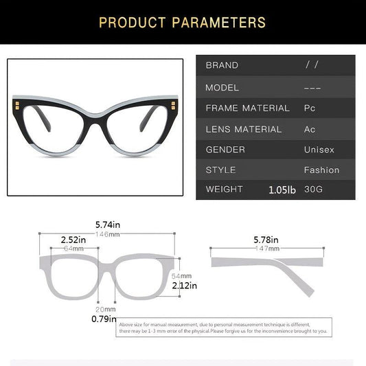 Oversized Light Blocking Cat Eye Glasses - Relieve Eye Fatigue