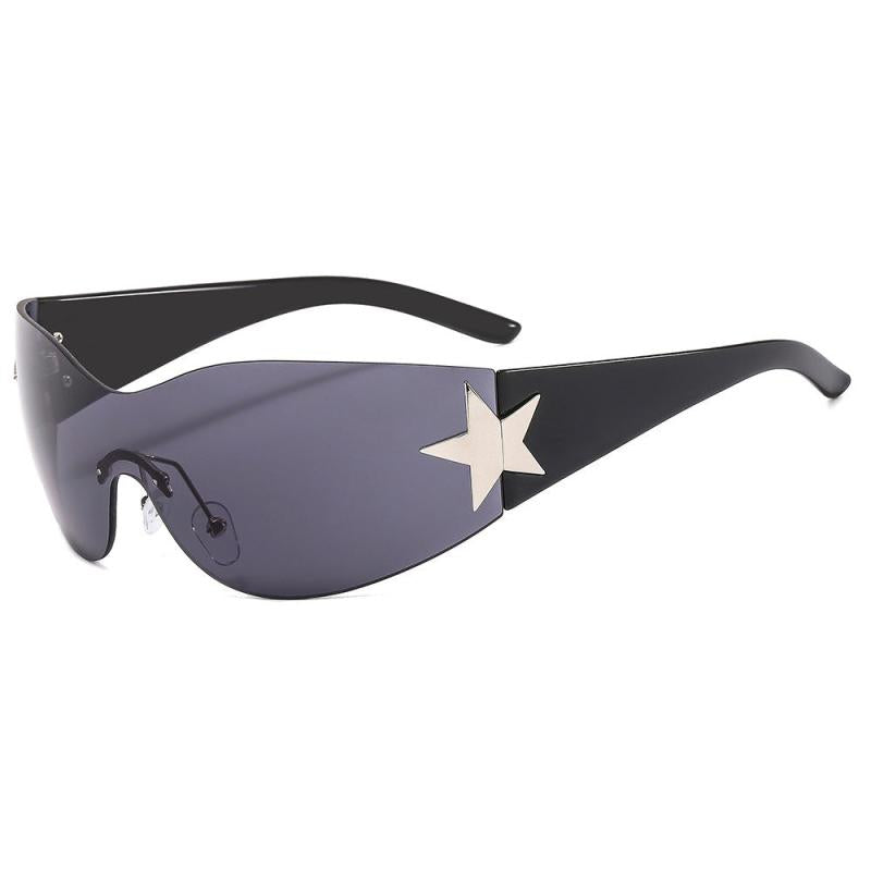 Rimless Y2K Sunglasses Wrap Around Oversized Frameless Sun Glasses