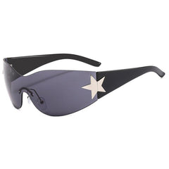 Rimless Y2K Sunglasses Wrap Around Oversized Frameless Sun Glasses