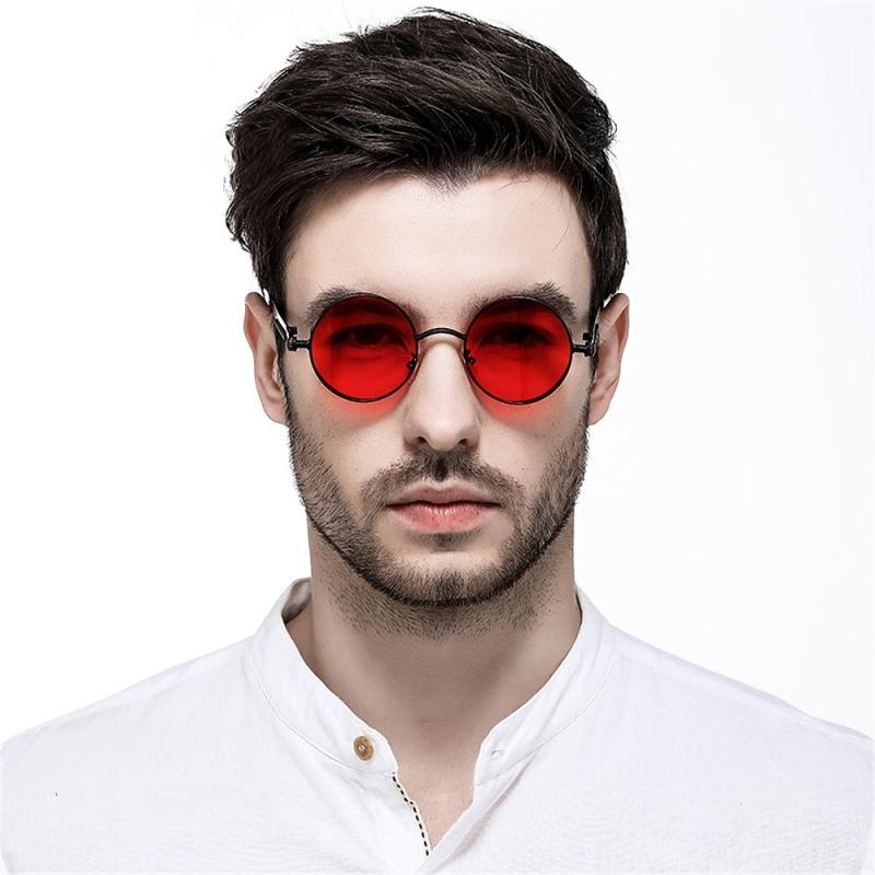Vintage Steampunk Red Sunglasses Round Punk Retro Sun Glasses Goggles