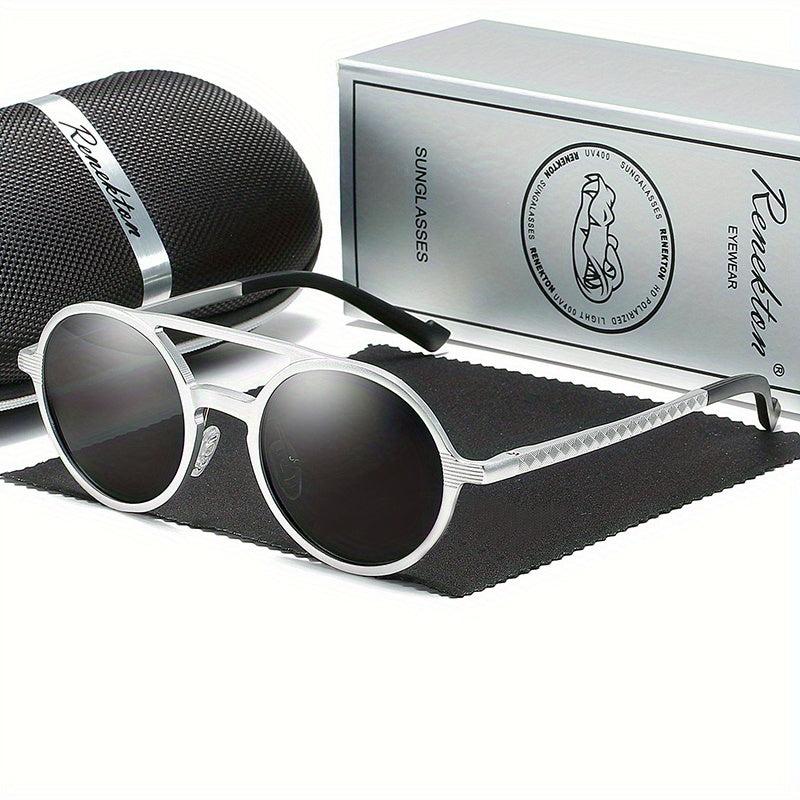 RENEKTON 8576 Men's Polarized Sunglasses Retro Round Frame Fashionable Sun