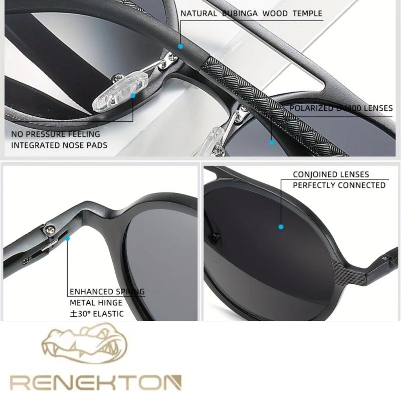 RENEKTON 8576 Men's Polarized Sunglasses Retro Round Frame Fashionable Sun