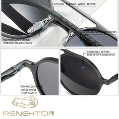RENEKTON 8576 Men's Polarized Sunglasses Retro Round Frame Fashionable Sun