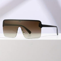 Y2K Oversized Sunglasses Gradient Semi Rimless UV400