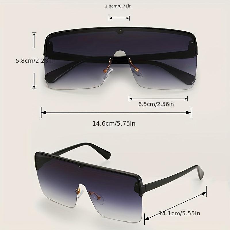 Y2K Oversized Sunglasses Gradient Semi Rimless UV400