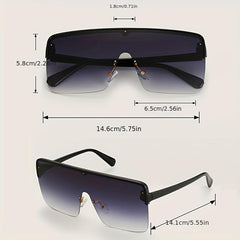 Y2K Oversized Sunglasses Gradient Semi Rimless UV400