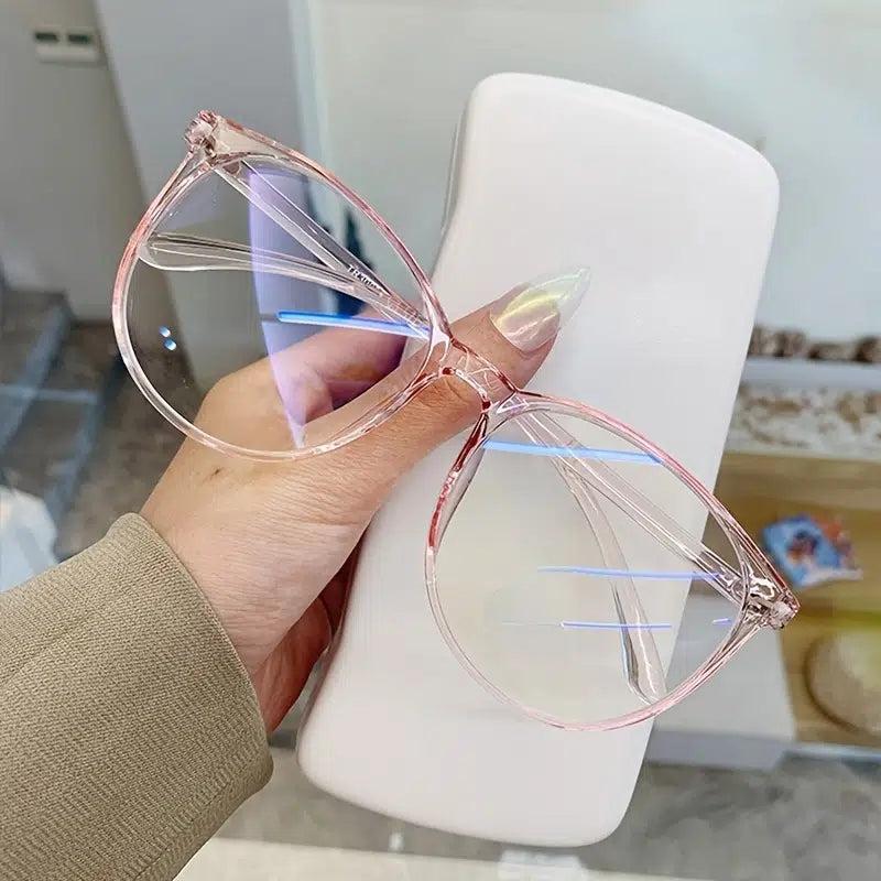Round Frame Transparent Eyeglasses Light Blocking Casual Glasses