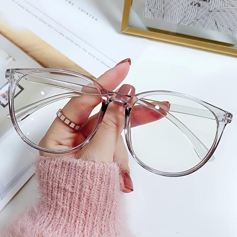 Round Frame Transparent Eyeglasses Light Blocking Casual Glasses