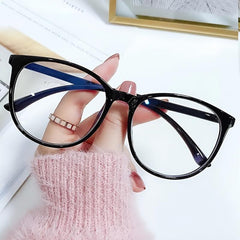 Round Frame Transparent Eyeglasses Light Blocking Casual Glasses