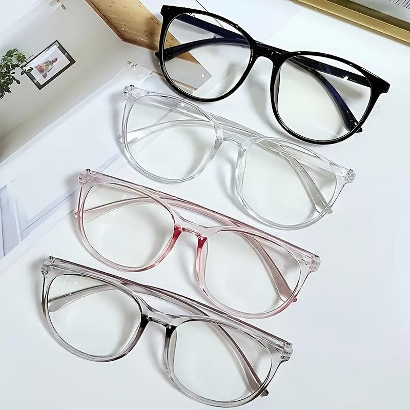 Round Frame Transparent Eyeglasses Light Blocking Casual Glasses
