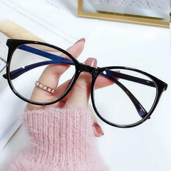 Round Frame Transparent Eyeglasses Light Blocking Casual Glasses
