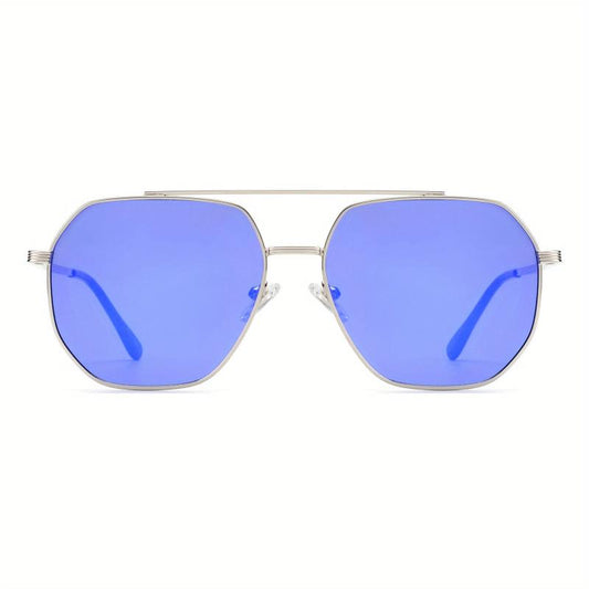 OUWEN Square Aviator Sunglasses Retro Polygon Shady Rays VF2207D