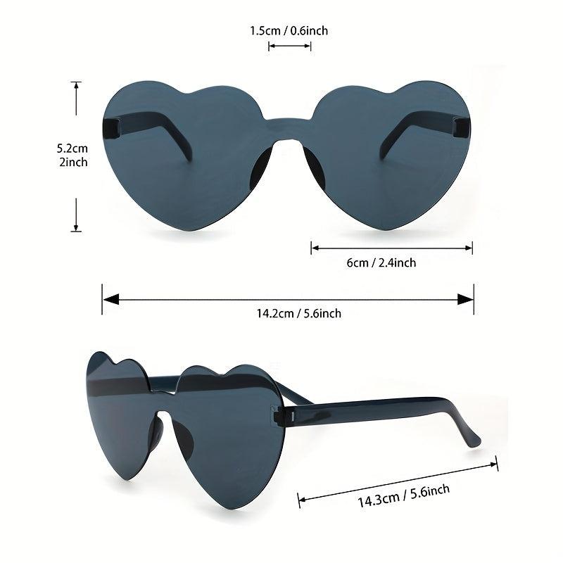Peach Heart Sweet Sunglasses Transparent Rimless Candy Eyewear