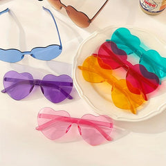 Peach Heart Sweet Sunglasses Transparent Rimless Candy Eyewear