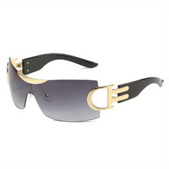 Y2K Wrap Around Sunglasses Gradient Lens Futuristic Glasses UV400