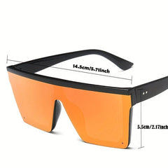 Oversized Square Frame Sunglasses Gradient Lens Flat Top Glasses UV400