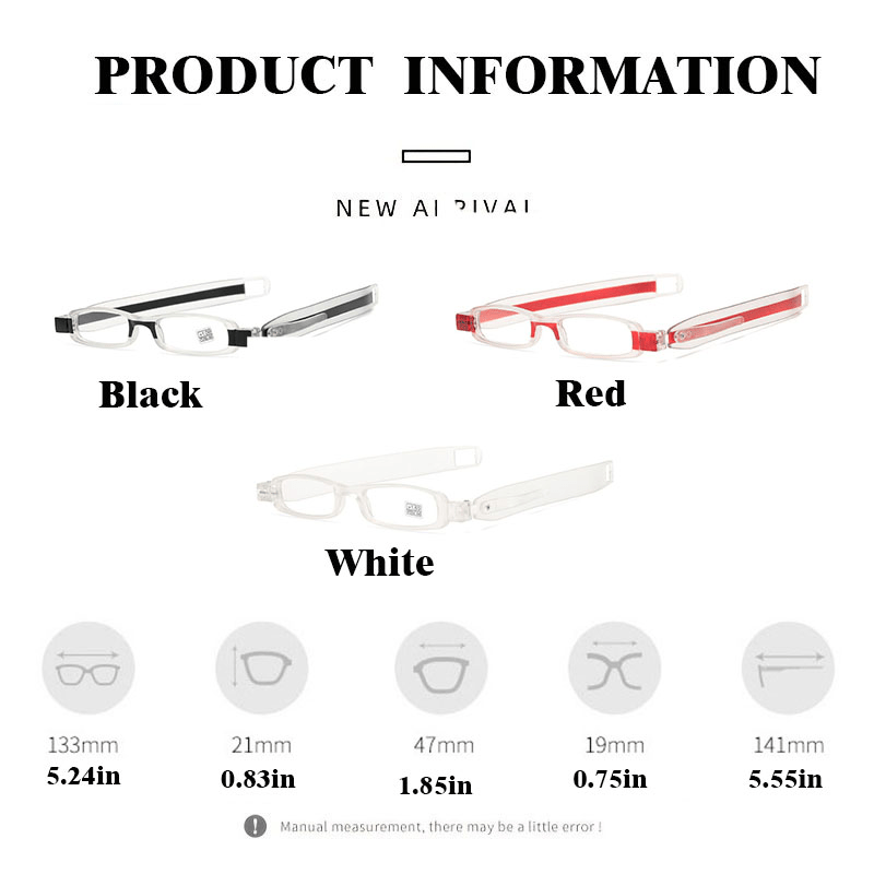 Foldable 360 Rotation Reading Glasses Relieve Eye Fatigue Portable with Case