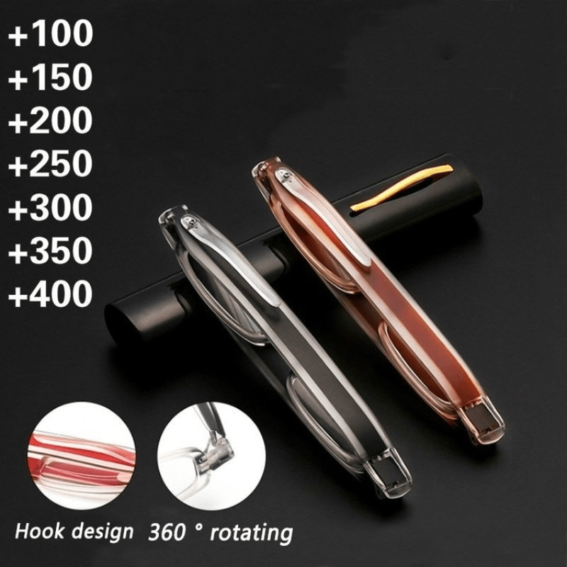 Foldable 360 Rotation Reading Glasses Relieve Eye Fatigue Portable with Case
