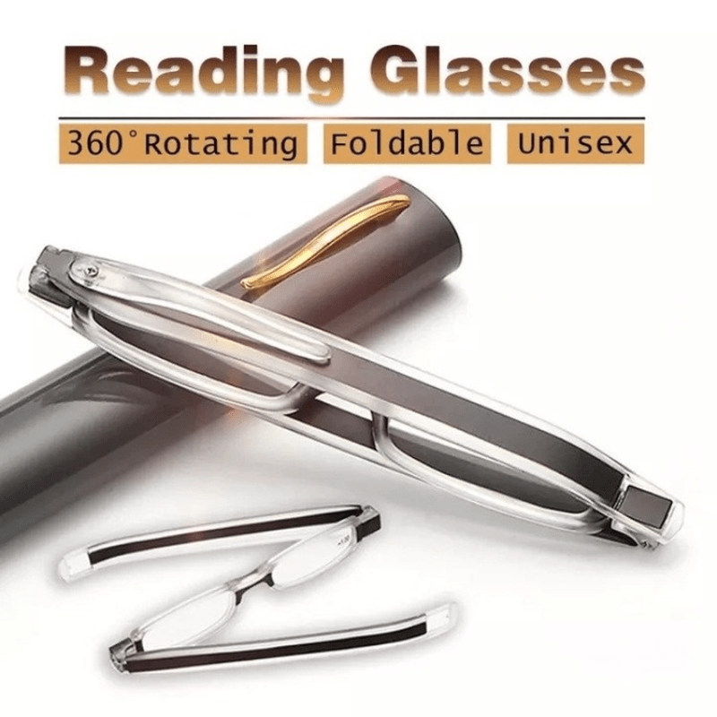 Foldable 360 Rotation Reading Glasses Relieve Eye Fatigue Portable with Case