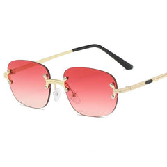 Rectangular Rimless Sunglasses Vintage Gradient Eyeglasses