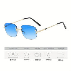 Rectangular Rimless Sunglasses Vintage Gradient Eyeglasses