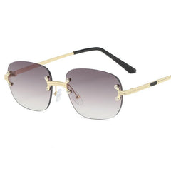 Rectangular Rimless Sunglasses Vintage Gradient Eyeglasses