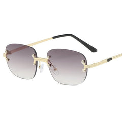 Rectangular Rimless Sunglasses Vintage Gradient Eyeglasses