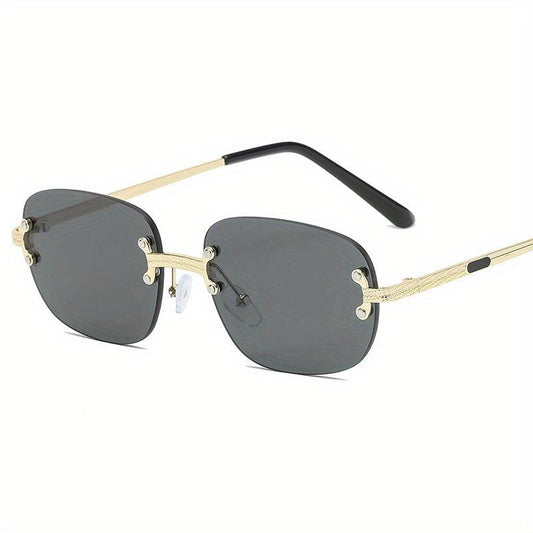 Rectangular Rimless Sunglasses Vintage Gradient Eyeglasses