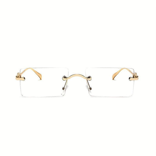 Square Rimless Clear Lens Eyeglasses Thin Metal Frame