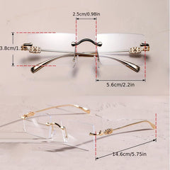 Square Rimless Clear Lens Eyeglasses Thin Metal Frame
