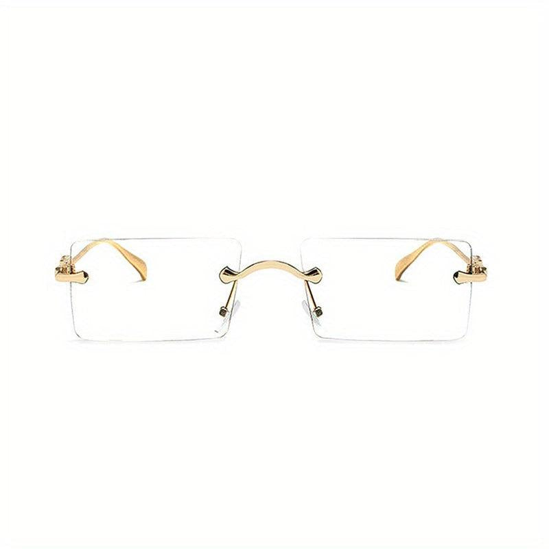 Square Rimless Clear Lens Eyeglasses Thin Metal Frame