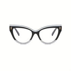 Clear Lens Glasses For Women Men Block Cat Eye Eyeglasses Rivet Decor
