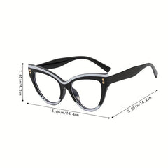 Clear Lens Glasses For Women Men Block Cat Eye Eyeglasses Rivet Decor