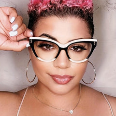 Clear Lens Glasses For Women Men Block Cat Eye Eyeglasses Rivet Decor