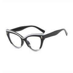 Clear Lens Glasses For Women Men Block Cat Eye Eyeglasses Rivet Decor